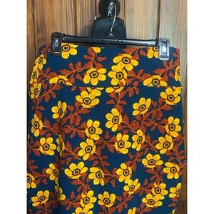 LuluRoe Skirt, Dark Navy Blue With Yellow/Orange Flower Size XL